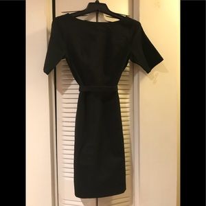Black sheath dress with belt